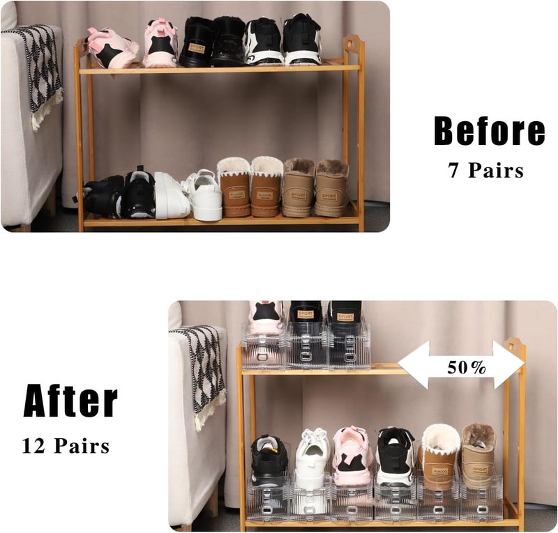 Uni HIMO Shoe Stacker Shoe Rack Organizer for Closet Space Saver Storage Shoe Holder Organization,Transparent(5 * 11inch (Transparent, 4 pack) - Image 5